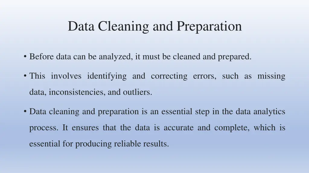 data cleaning and preparation