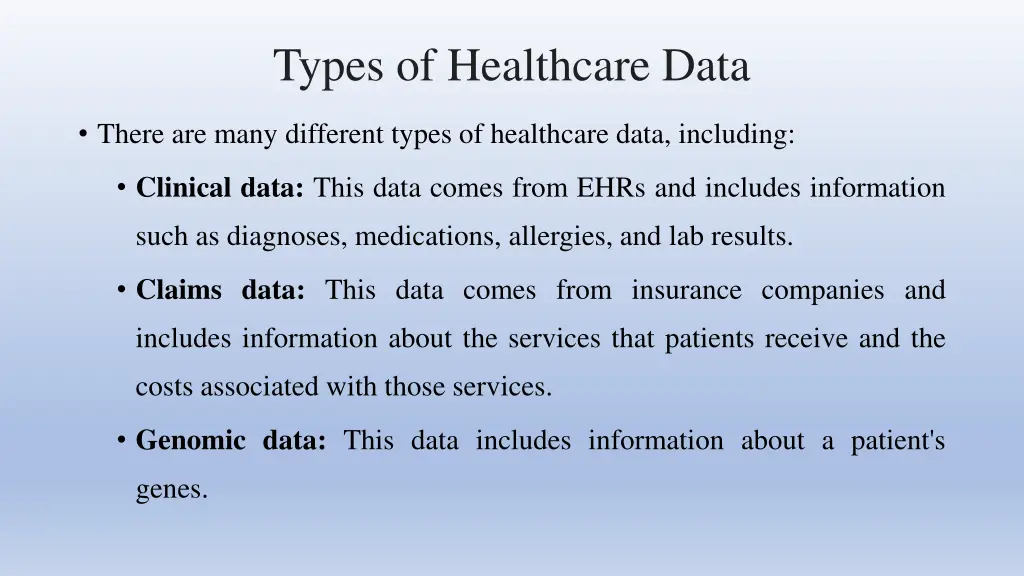 types of healthcare data