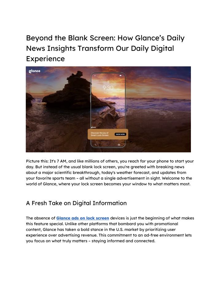 beyond the blank screen how glance s daily news
