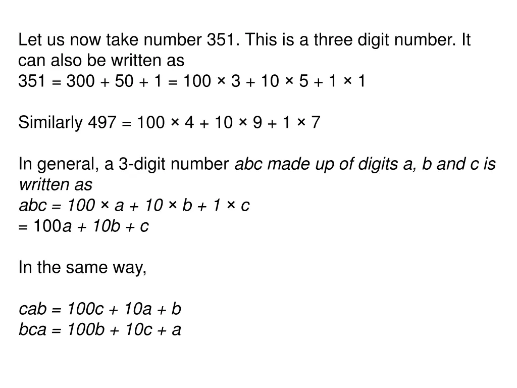 let us now take number 351 this is a three digit