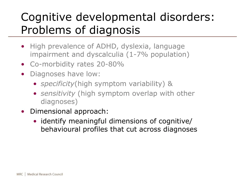 cognitive developmental disorders problems 1