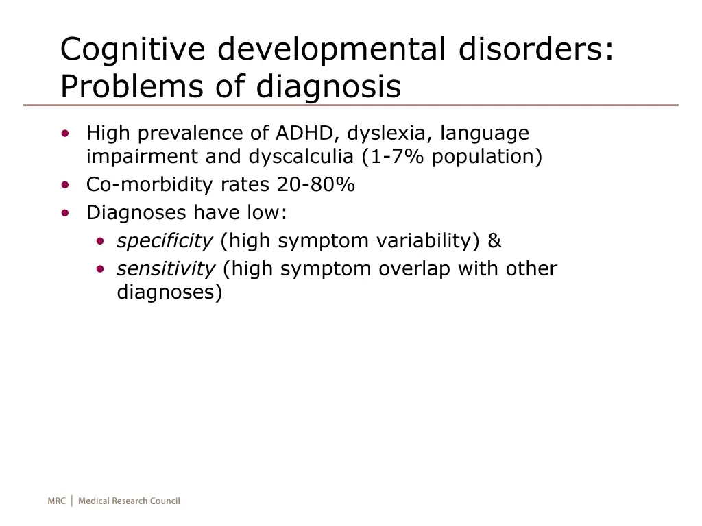 cognitive developmental disorders problems