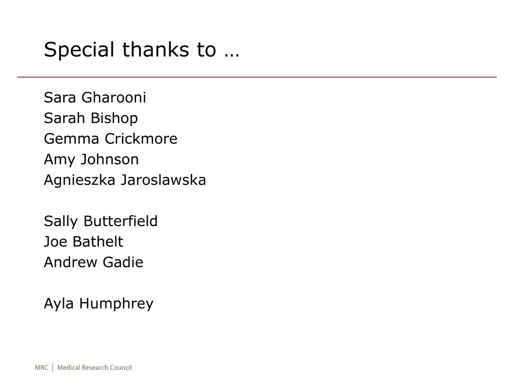 special thanks to