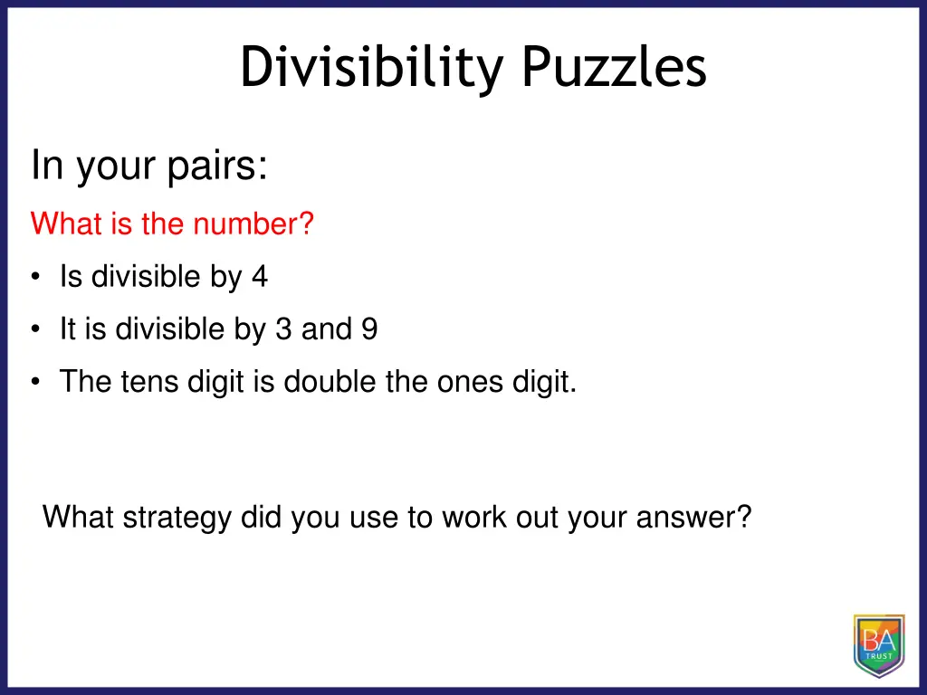 divisibility puzzles 1