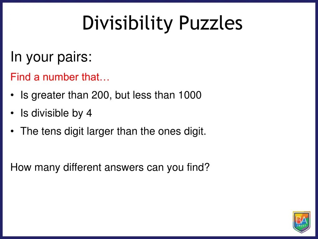 divisibility puzzles 2