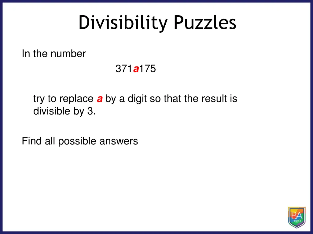 divisibility puzzles 5