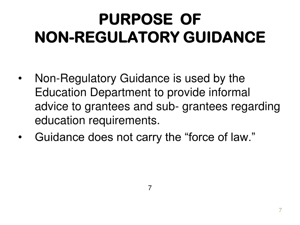 purpose of purpose of regulatory guidance