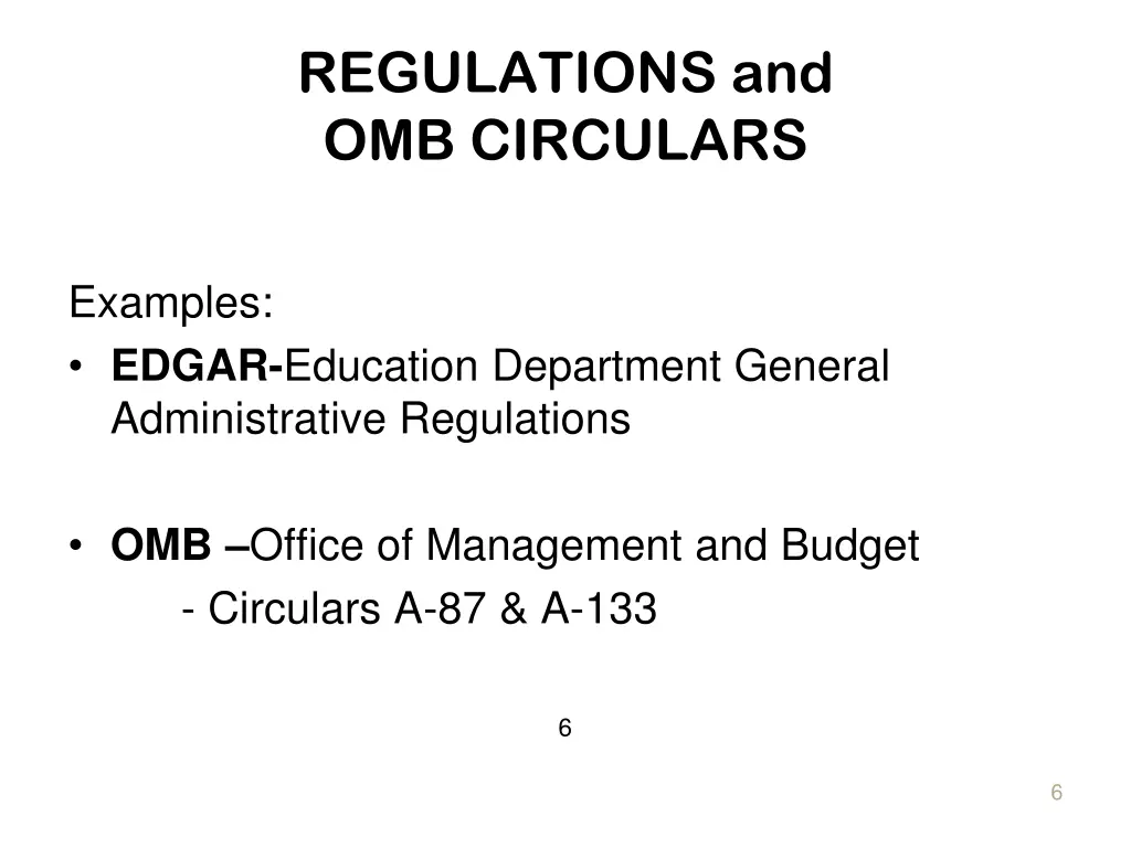 regulations and omb circulars