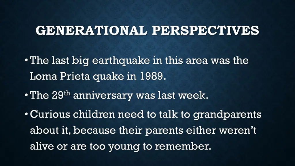 generational perspectives