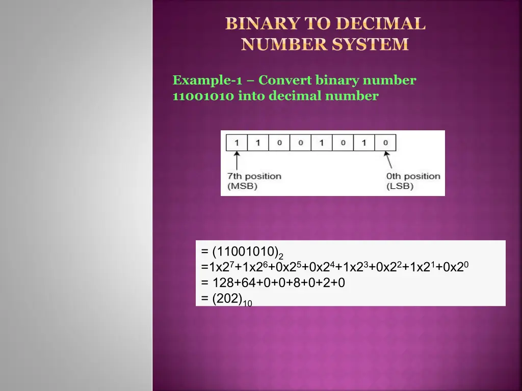 binary to decimal number system 1