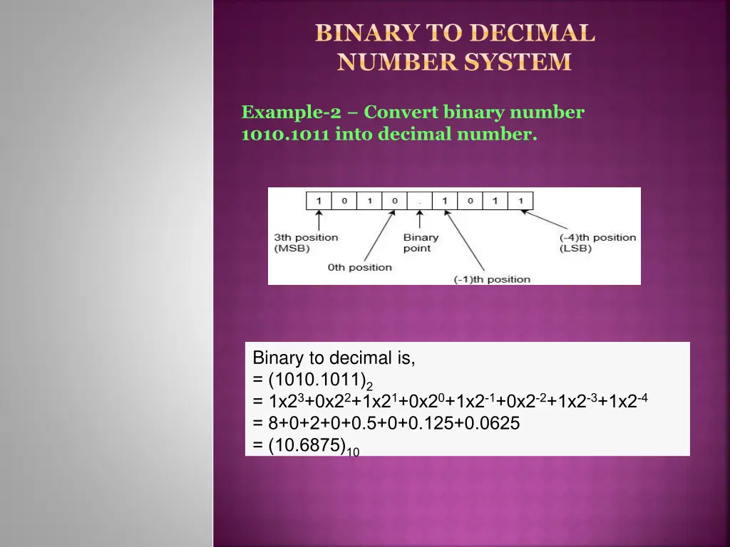 binary to decimal number system 2