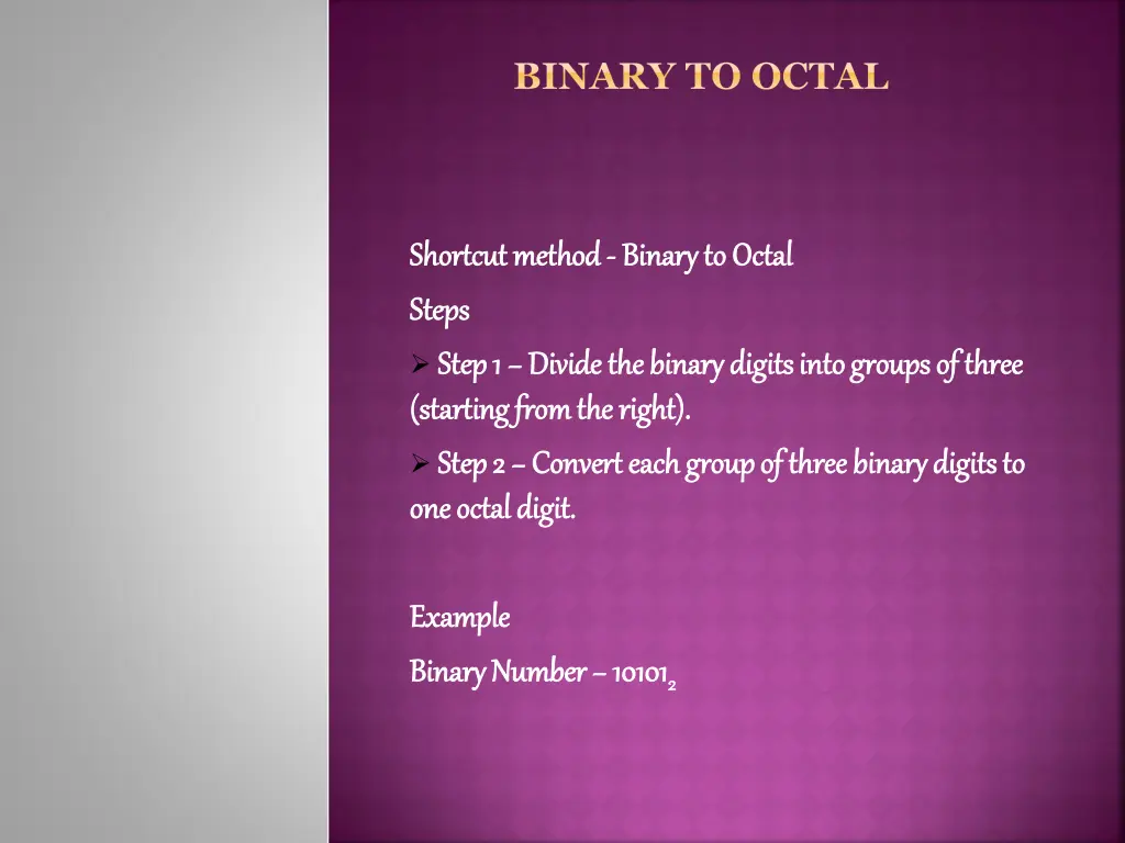 binary to octal