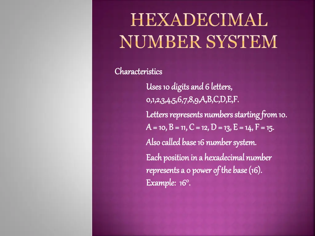 hexadecimal number system