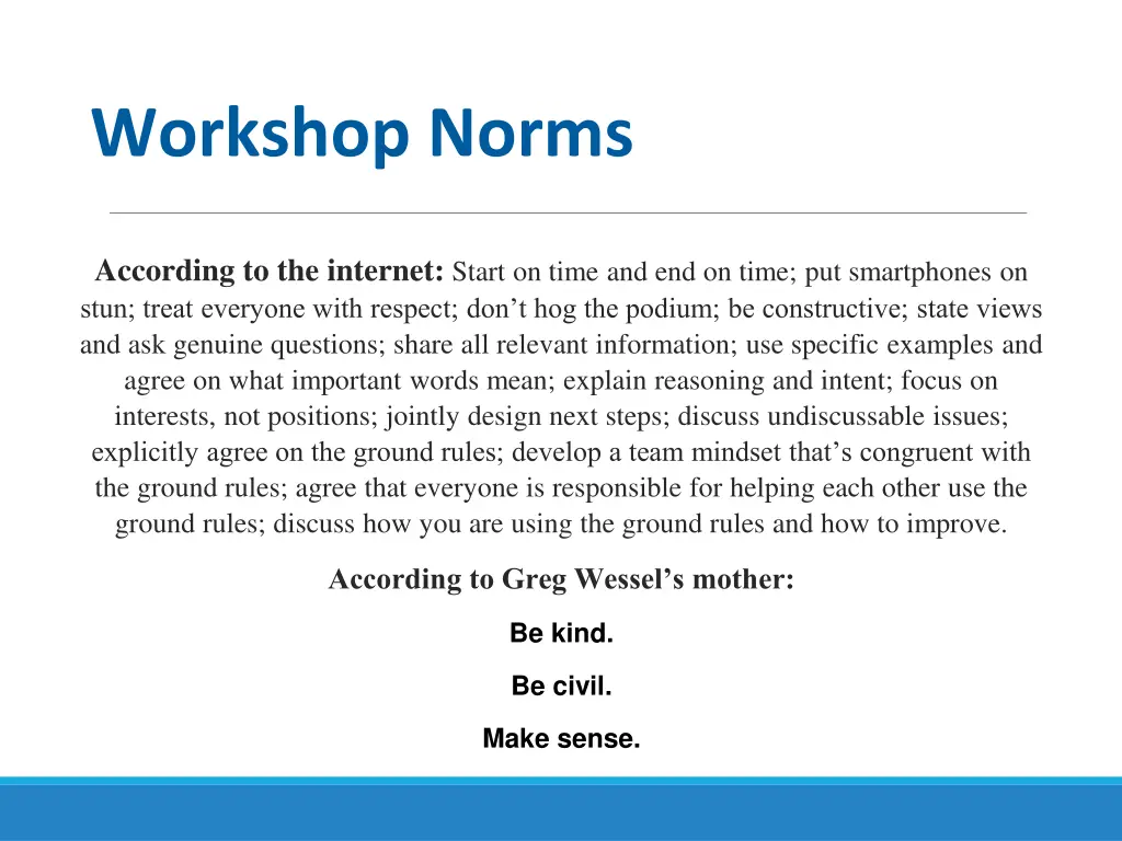 workshop norms