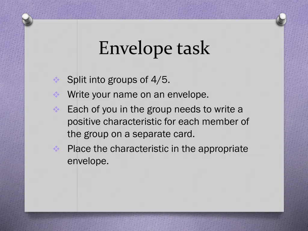 envelope task