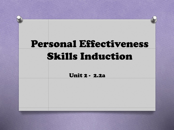 personal effectiveness skills induction