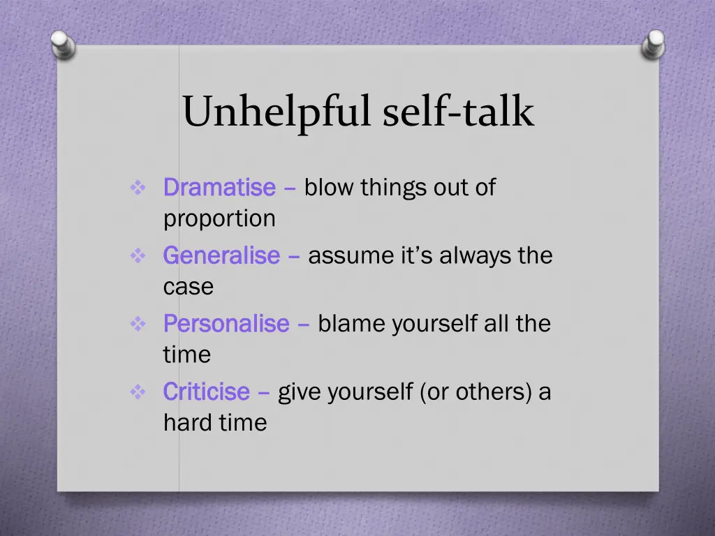 unhelpful self talk