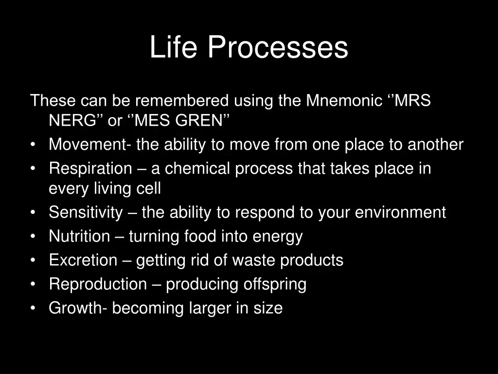 life processes