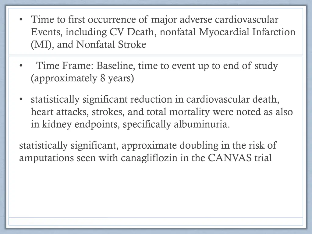 time to first occurrence of major adverse