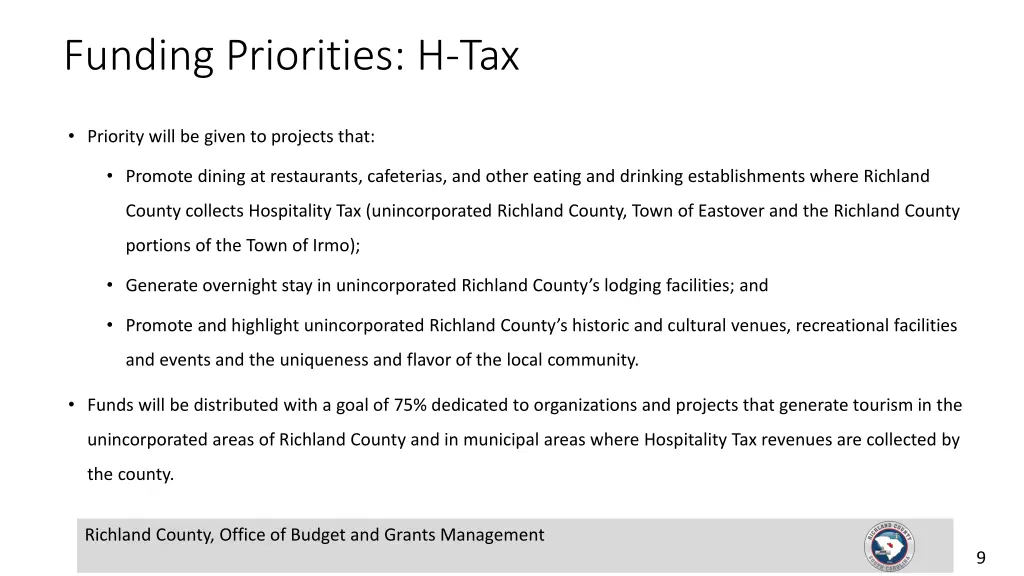 funding priorities h tax