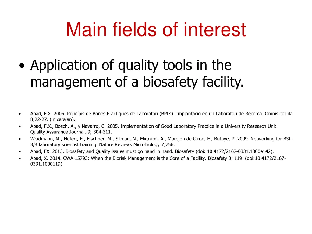 main fields of interest 7