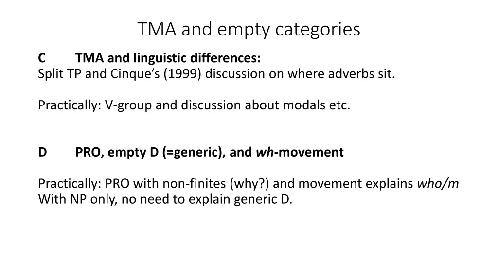 tma and empty categories