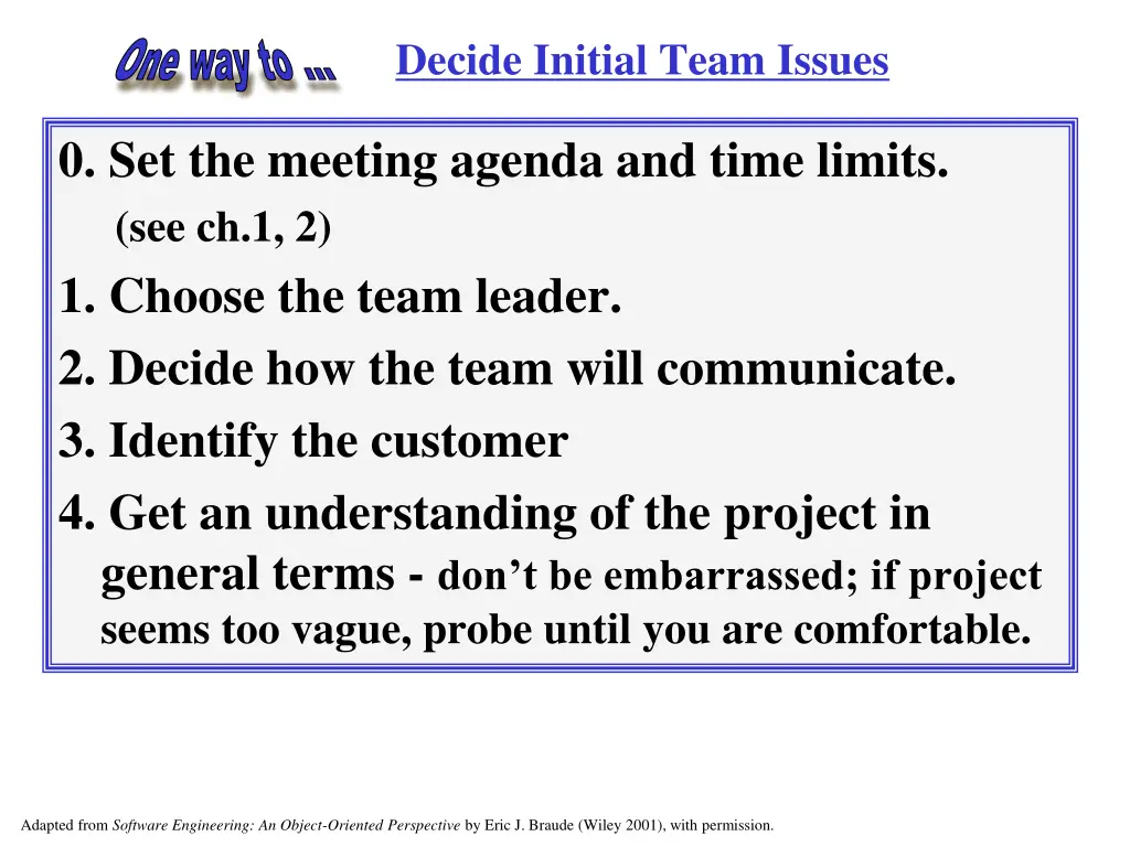 decide initial team issues