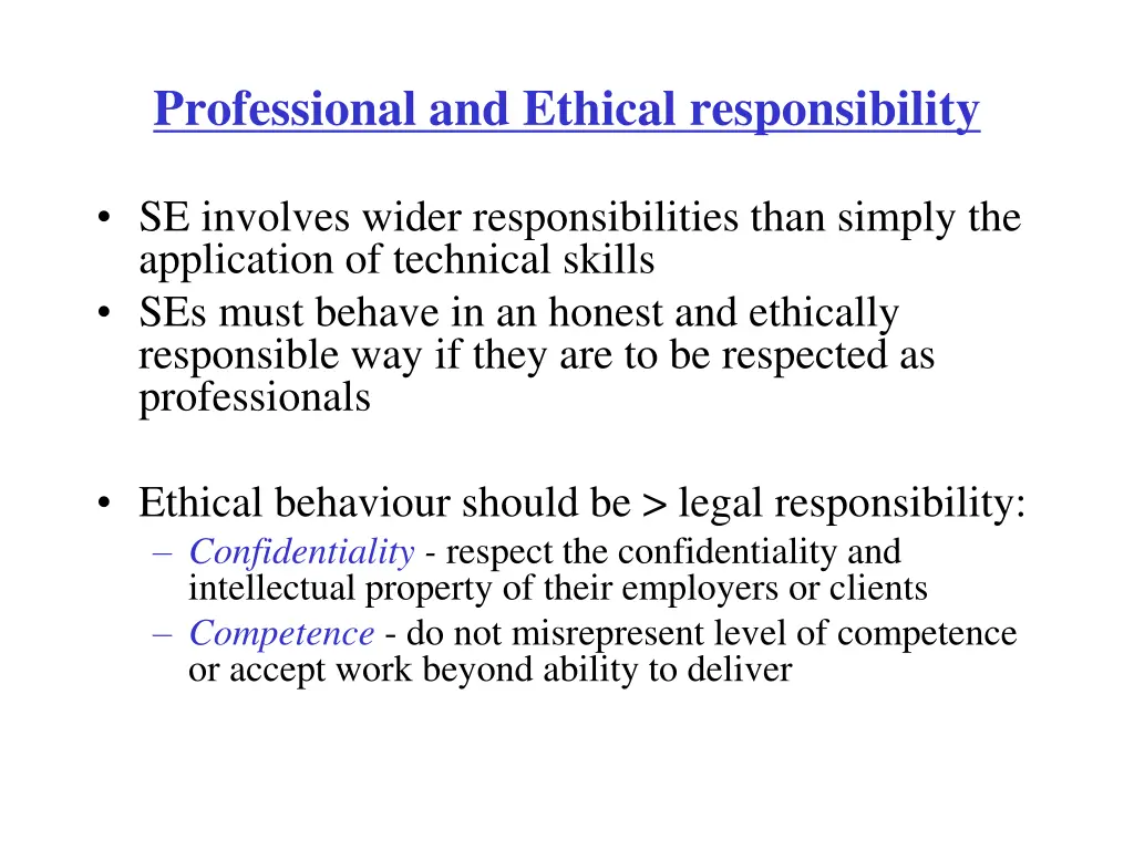 professional and ethical responsibility