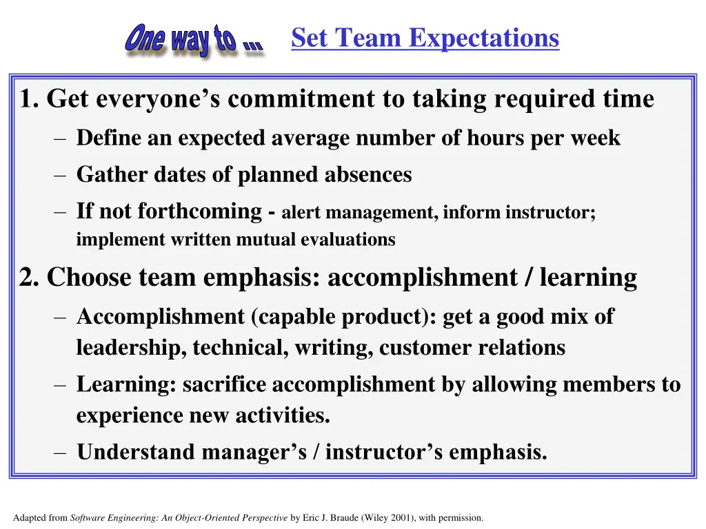 set team expectations
