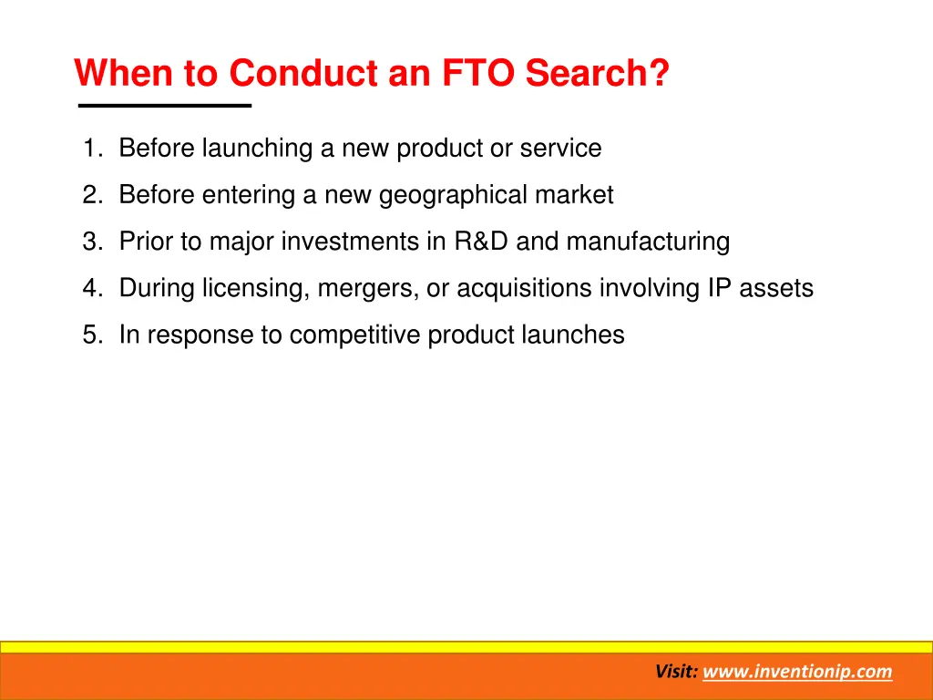 when to conduct an fto search