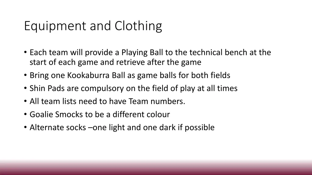 equipment and clothing