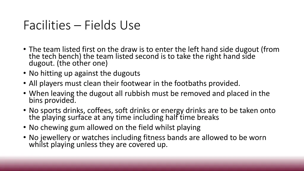 facilities fields use 1