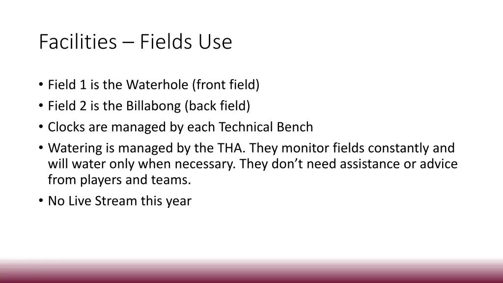 facilities fields use