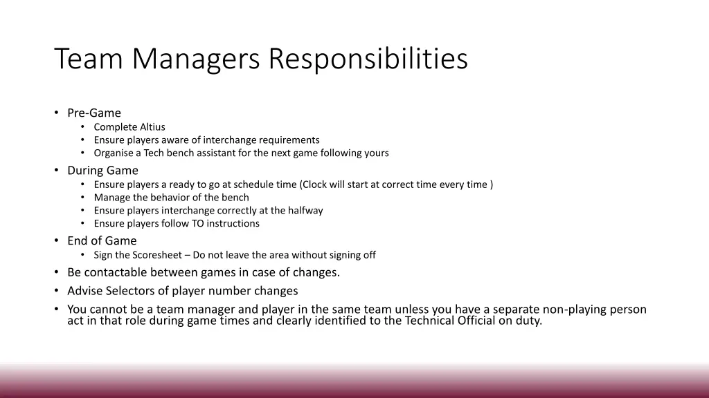 team managers responsibilities