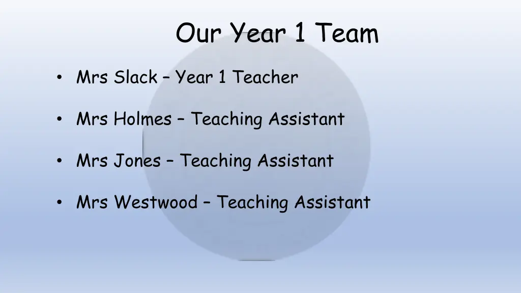 our year 1 team