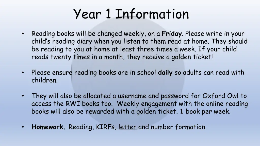 year 1 information 1
