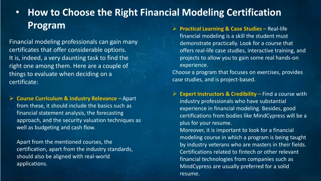 how to choose the right financial modeling