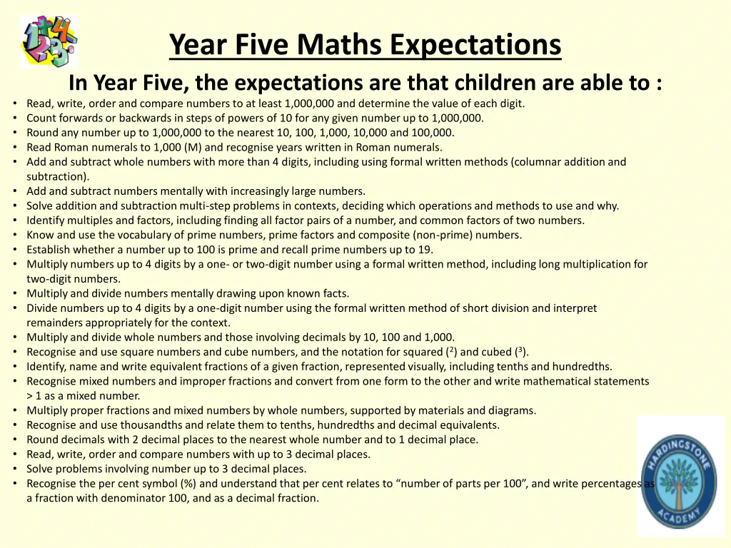 year five maths expectations in year five