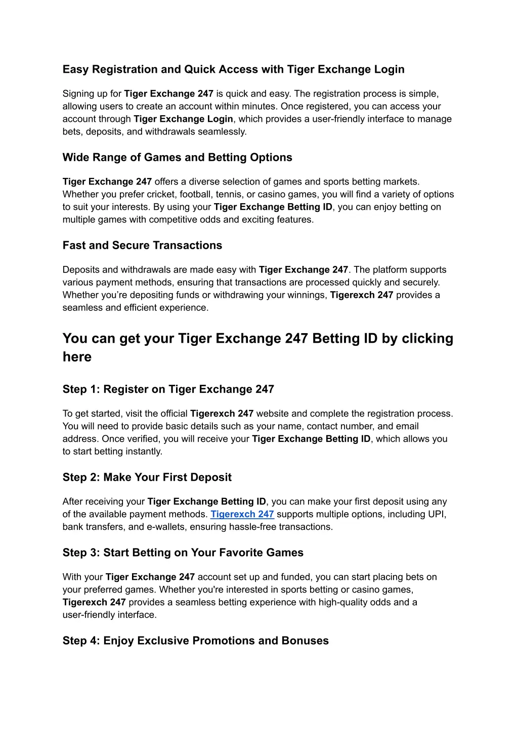 easy registration and quick access with tiger