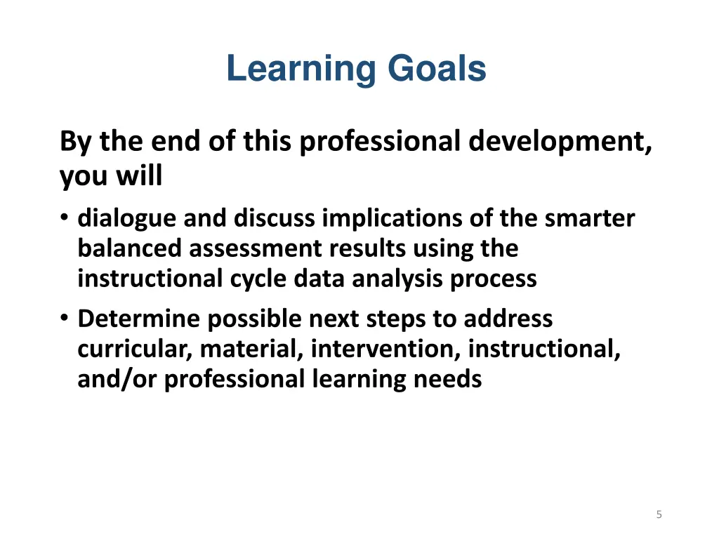 learning goals