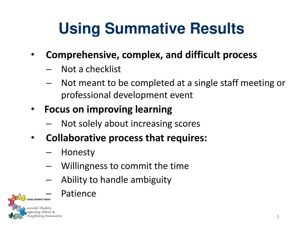 using summative results