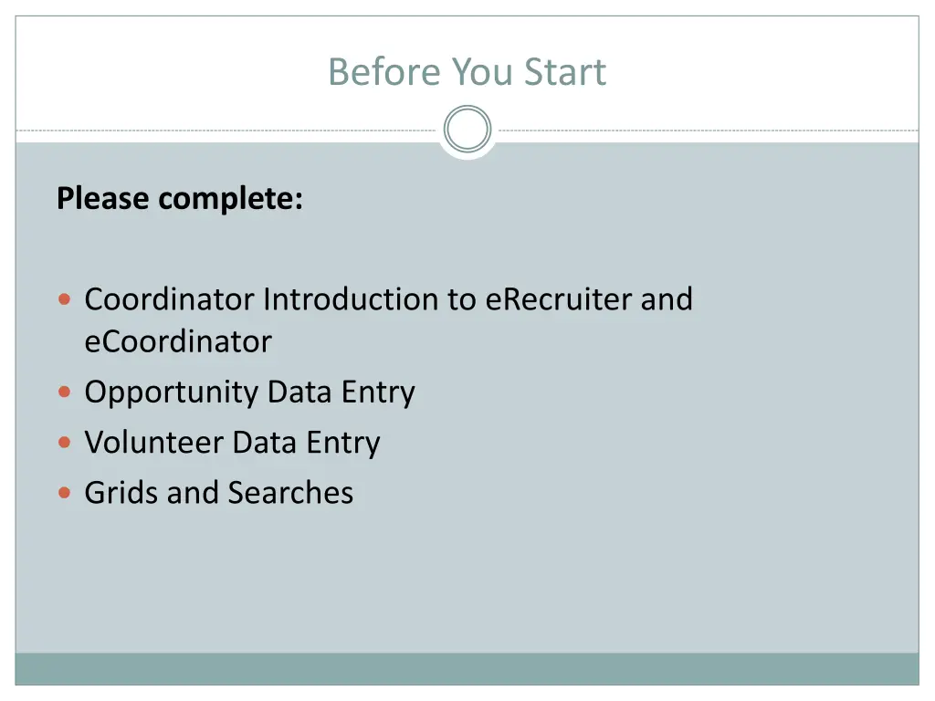 before you start