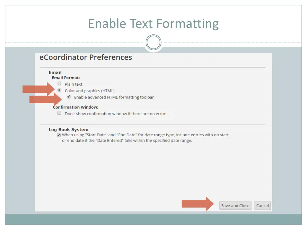 enable text formatting