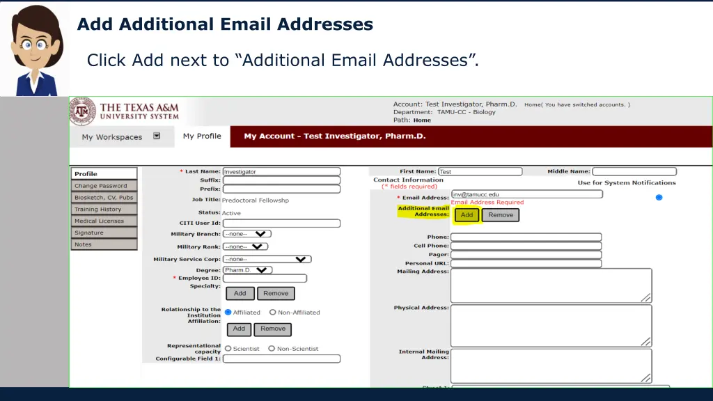 add additional email addresses