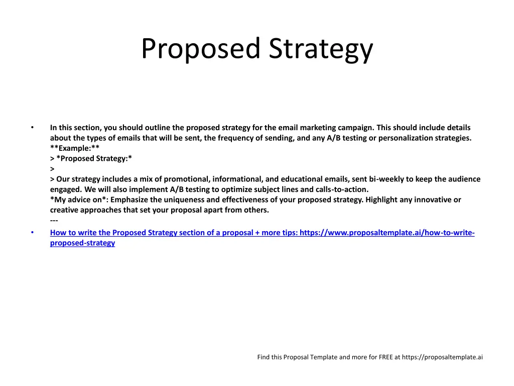 proposed strategy