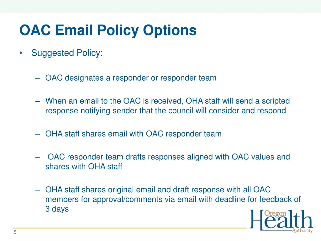 oac email policy options 2