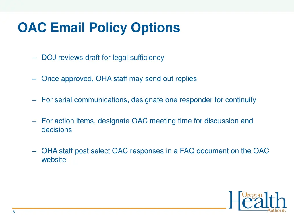 oac email policy options 3