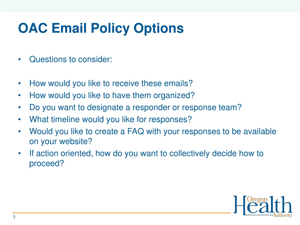 oac email policy options