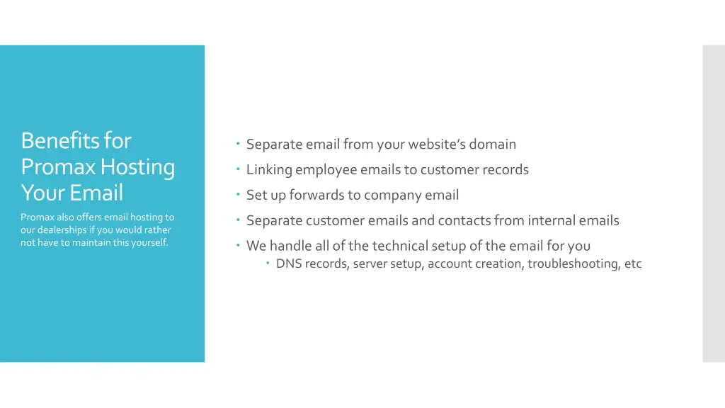 benefits for promax hosting your email