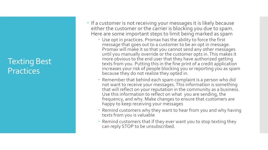 if a customer is not receiving your messages